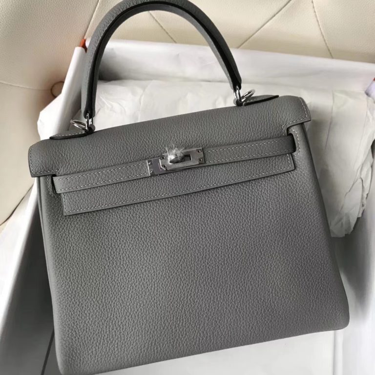 Hermes 4Z Gris Mouette Togo Calf Kelly Bag 25cm Silver Hardware