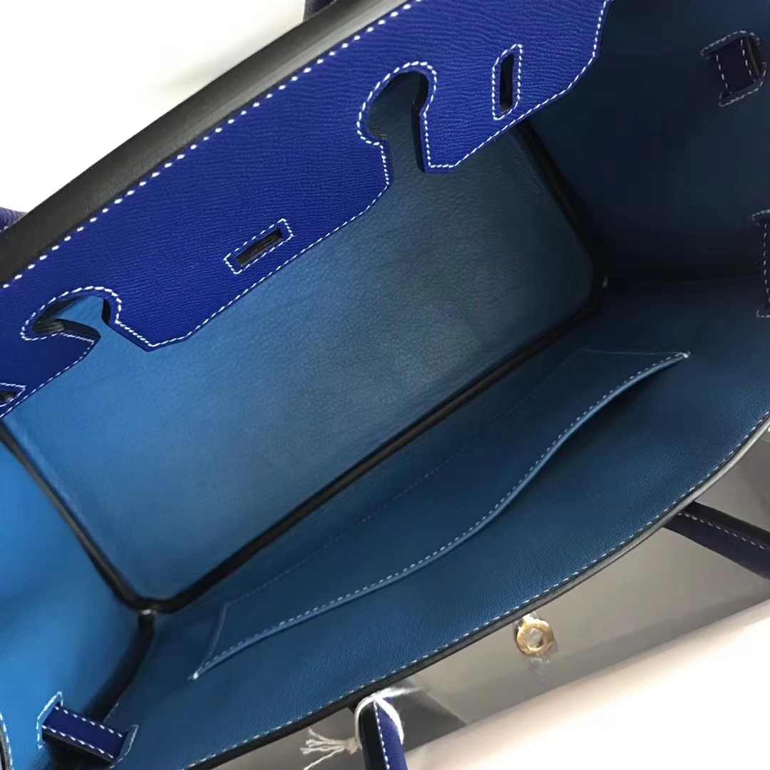 New Arrival Hermes 7T Blue Electric Mykonos Blue inner Epsom Calf Birkin30CM Bag