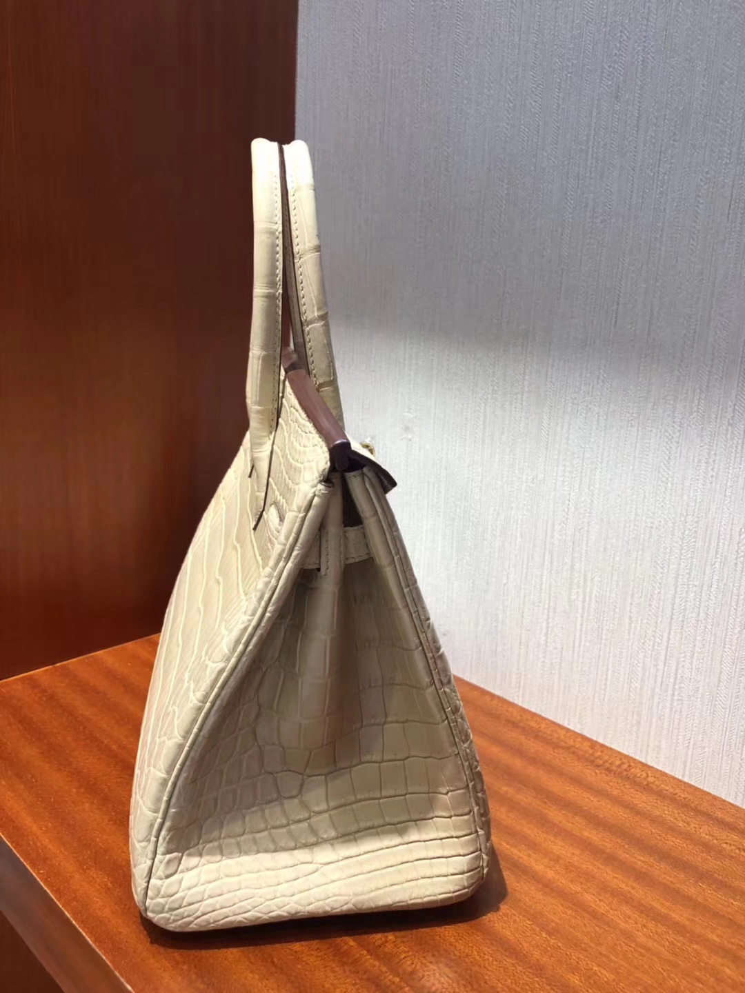 Sale Hermes 1C Poussiere Crocodile Matt Leather Birkin30CM Bag Gold Hardware