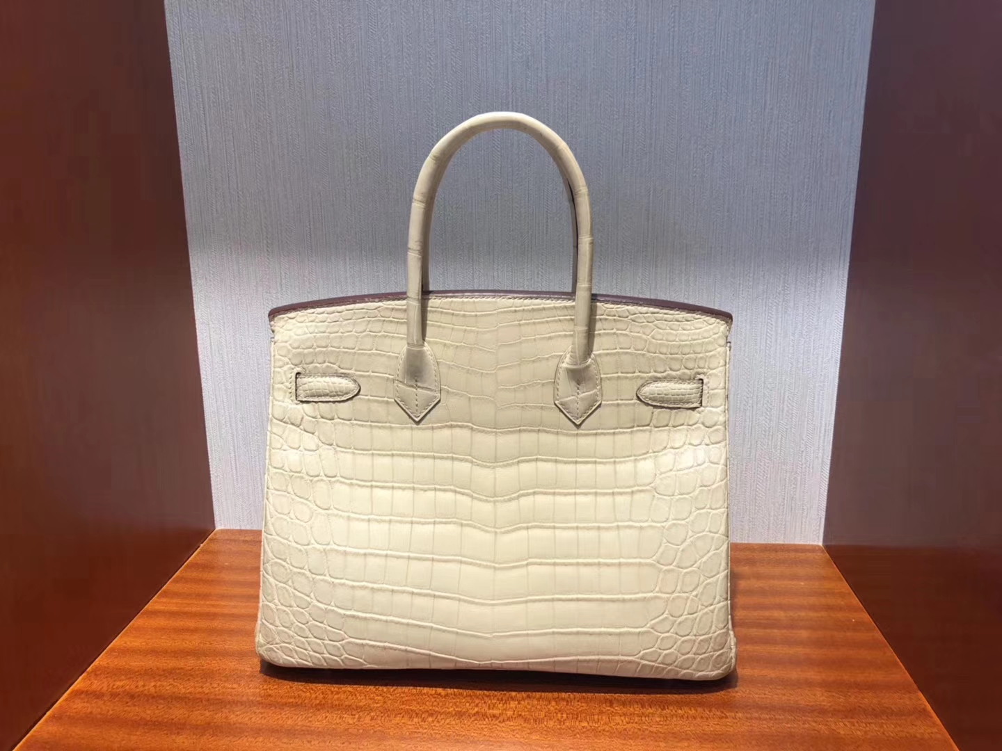 Sale Hermes 1C Poussiere Crocodile Matt Leather Birkin30CM Bag Gold Hardware