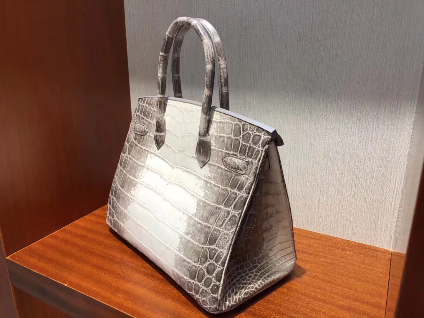 Elegant Hermes Himalaya Crocodile Leather Birkin30CM Bag Silver Hardware