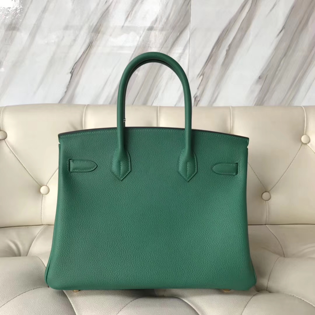 Sale Hermes Togo Calf Leather Birkin Bag30CM in U4 Vert Verigo Gold Hardware