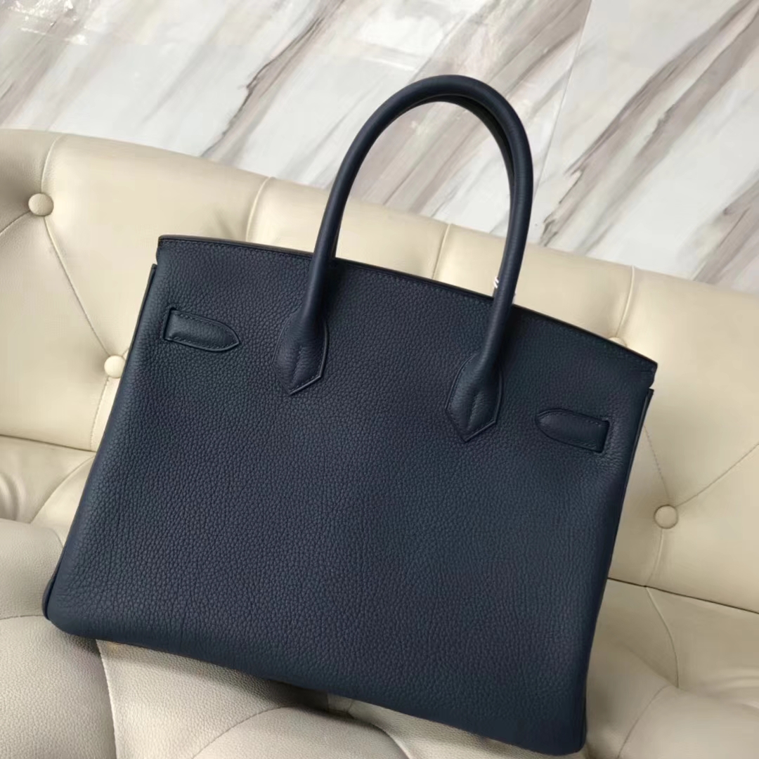 Wholesale Hermes 7K Blue Saphir Togo Calf Leather Birkin30CM Bag Gold Hardware