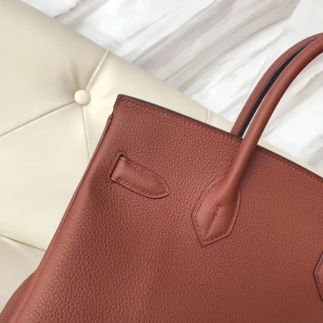 Noble Hermes Togo Calf Leather Birkin30CM Women&#8217;s Handbag in 6C Cuivre Gold Hardware