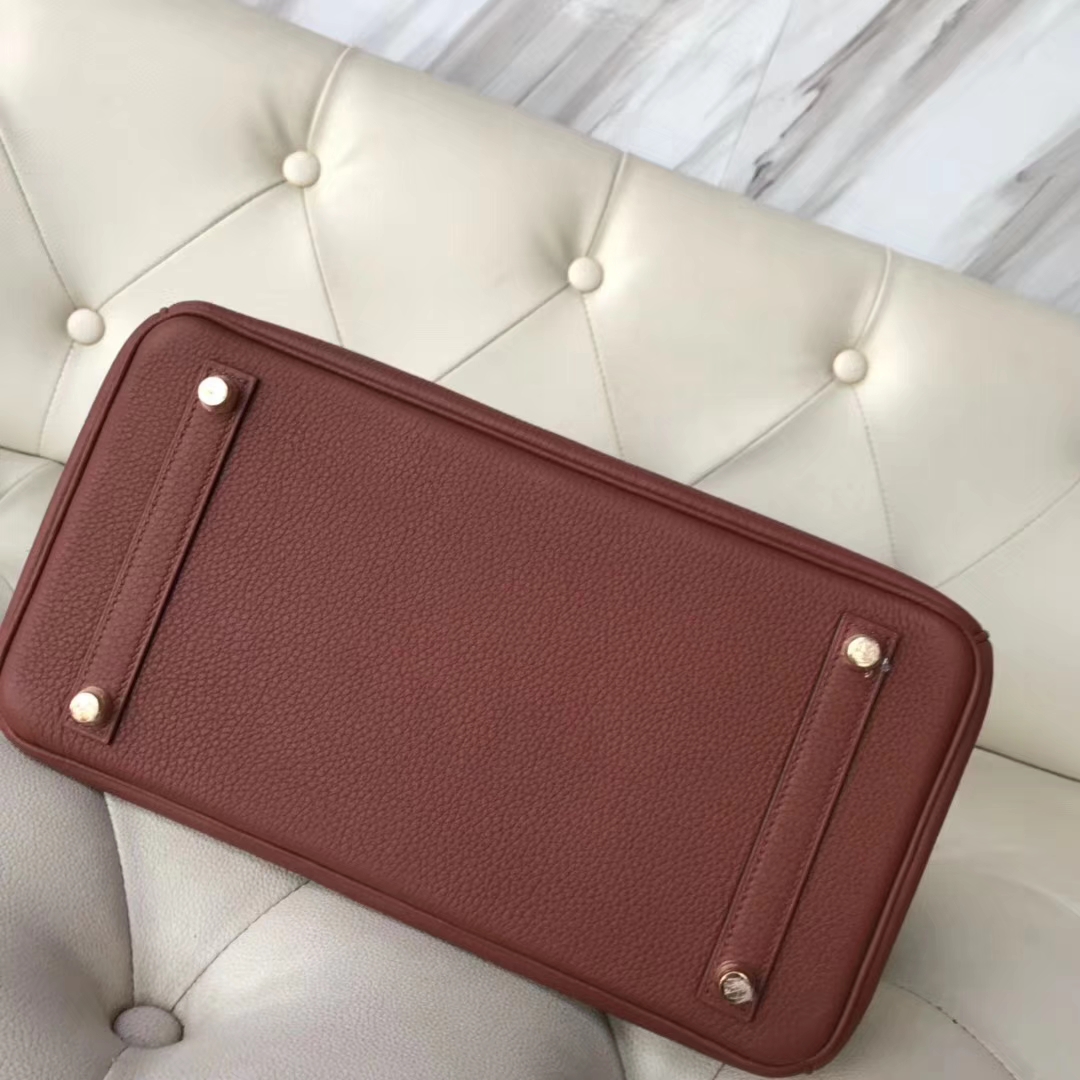 Noble Hermes Togo Calf Leather Birkin30CM Women&#8217;s Handbag in 6C Cuivre Gold Hardware