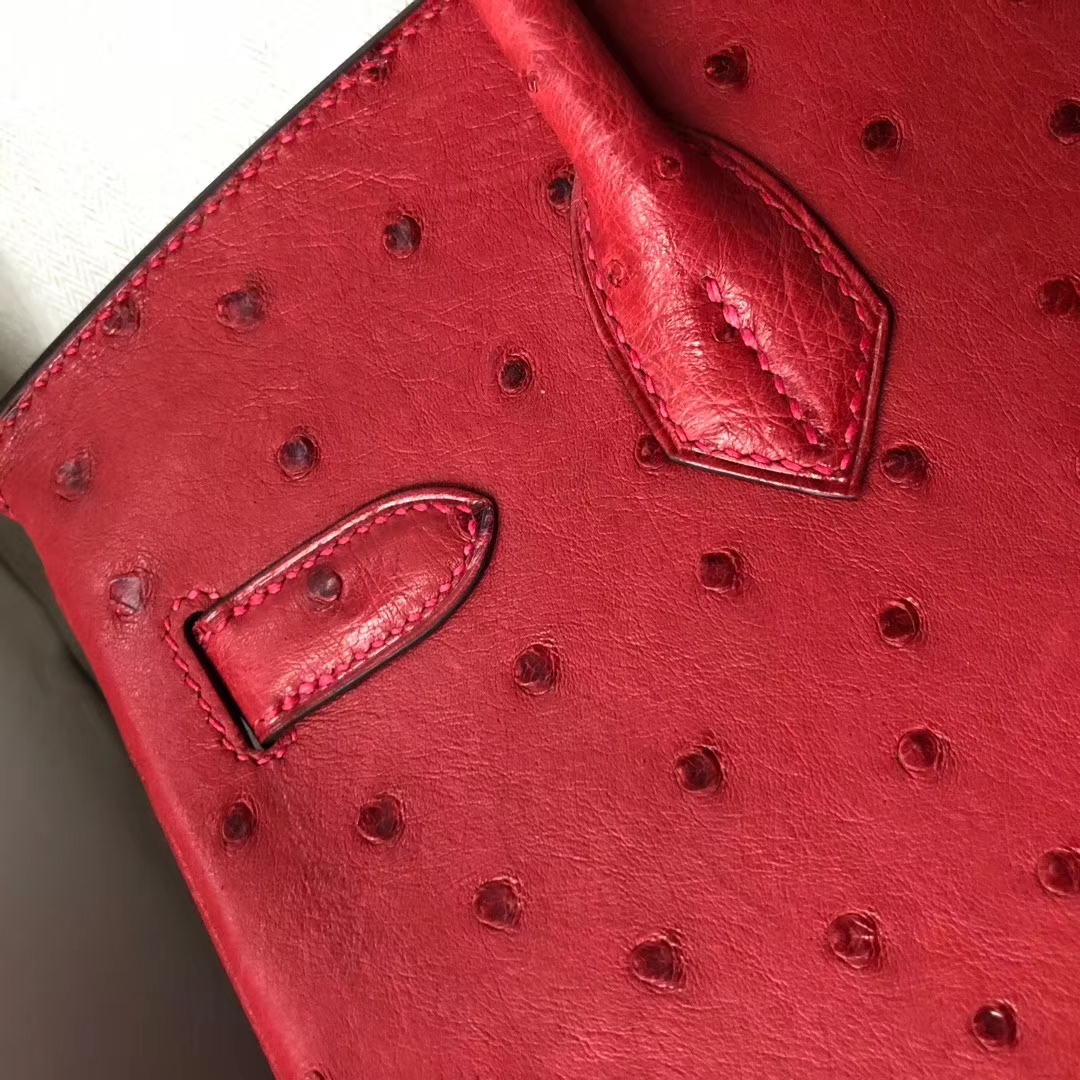 Discount Hermes Q5 Rouge Casaque Ostrich Leather Birkin30CM Bag Gold Hardware