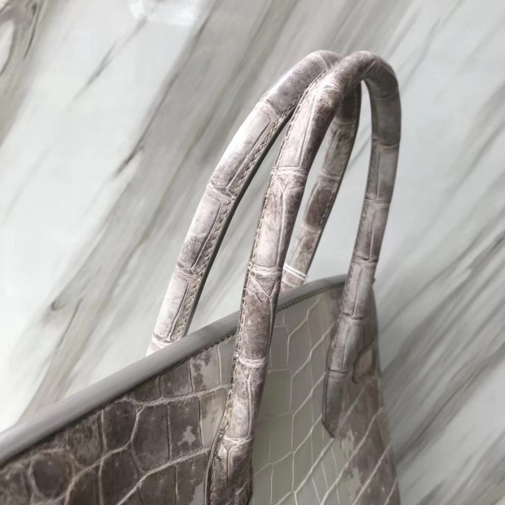 Fashion Hermes Himalaya Crocodile Leather Birkin30CM Tote Bag Silver Hardware