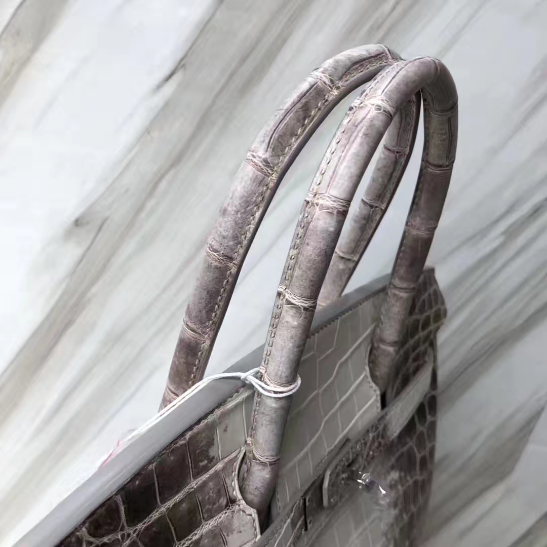 Stock Noble Hermes Himalaya Crocodile Birkin Bag30CM Silver Hardware