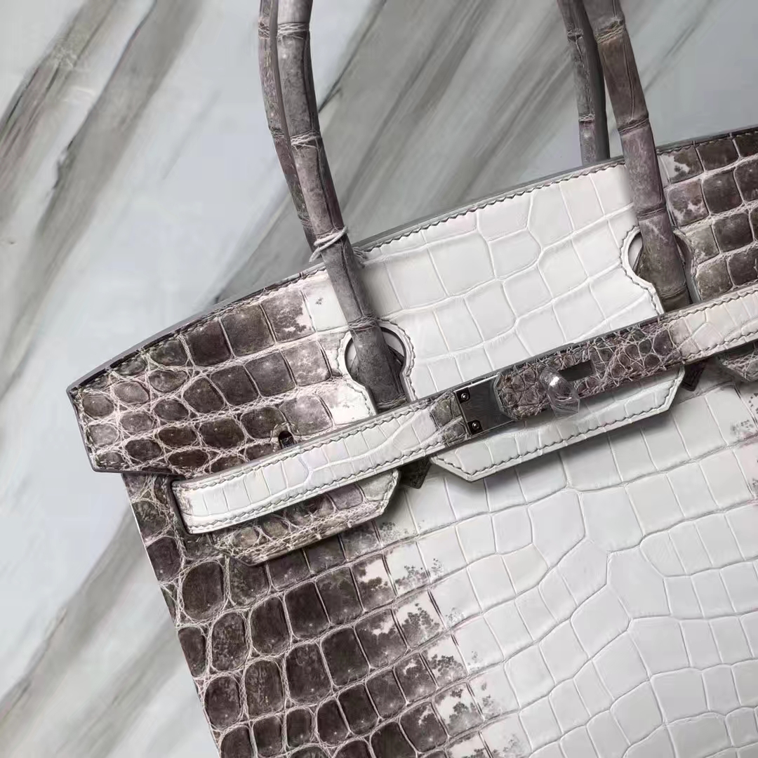 Stock Noble Hermes Himalaya Crocodile Birkin Bag30CM Silver Hardware