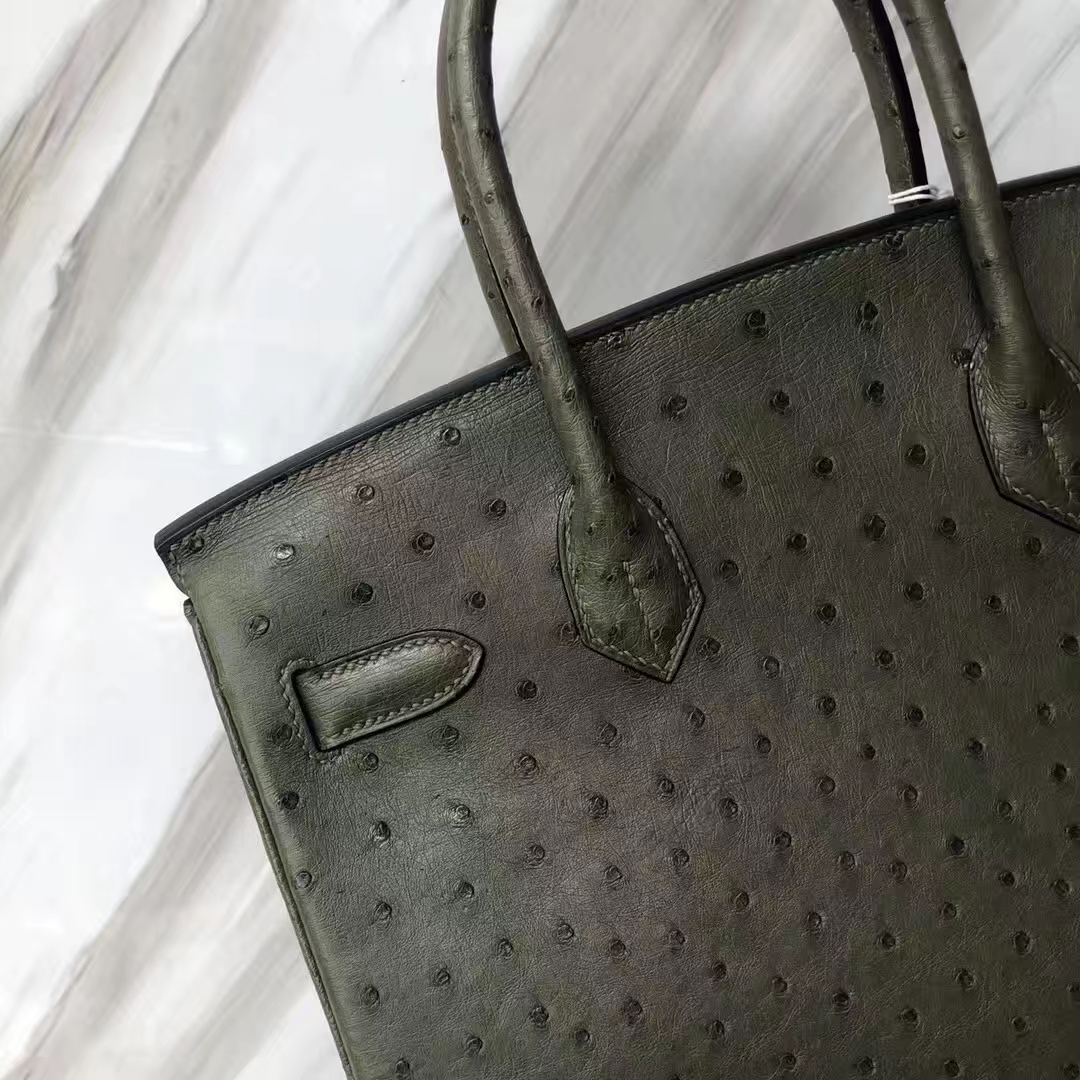 Customization Hermes V6 Vert Canopee KK Ostrich Birkin Bag30CM Gold Hardware