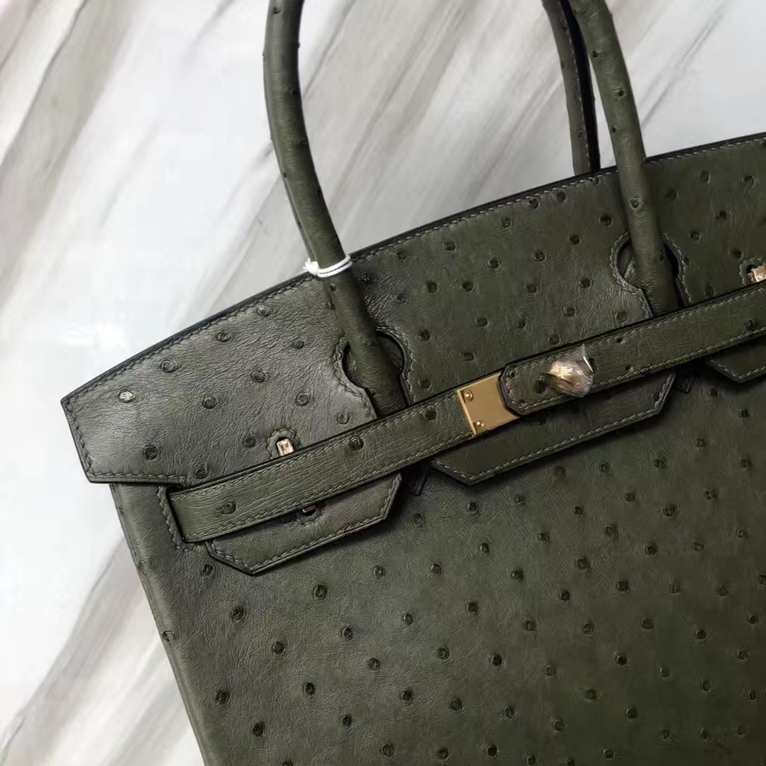 Customization Hermes V6 Vert Canopee KK Ostrich Birkin Bag30CM Gold Hardware
