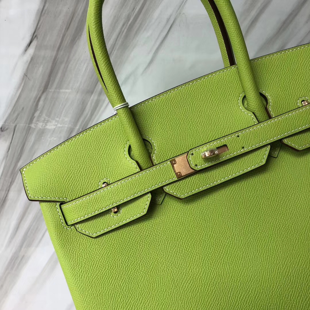 Discount Hermes Birkin30CM Kiwi Green/Olive Green inner Epsom Calf Gold Hardware