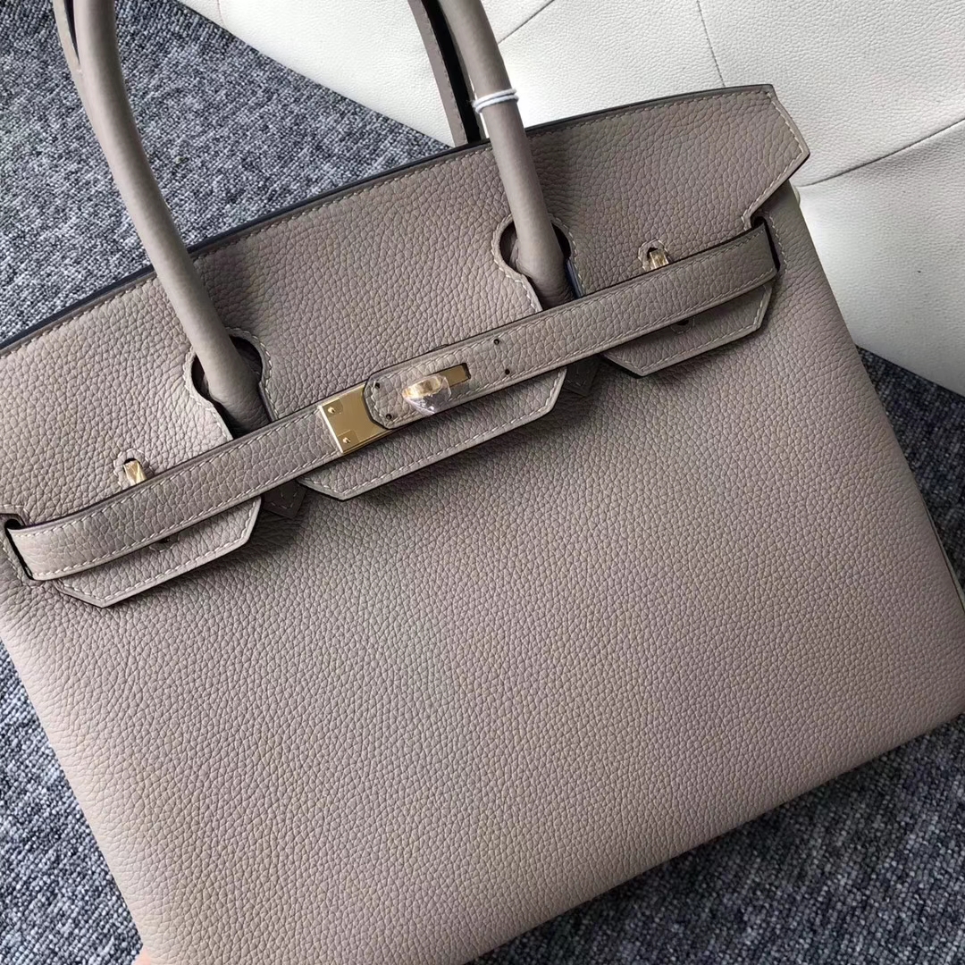 Discount Hermes M8 Gris Ashpite Togo Calf Birkin Bag30CM Gold Hardware