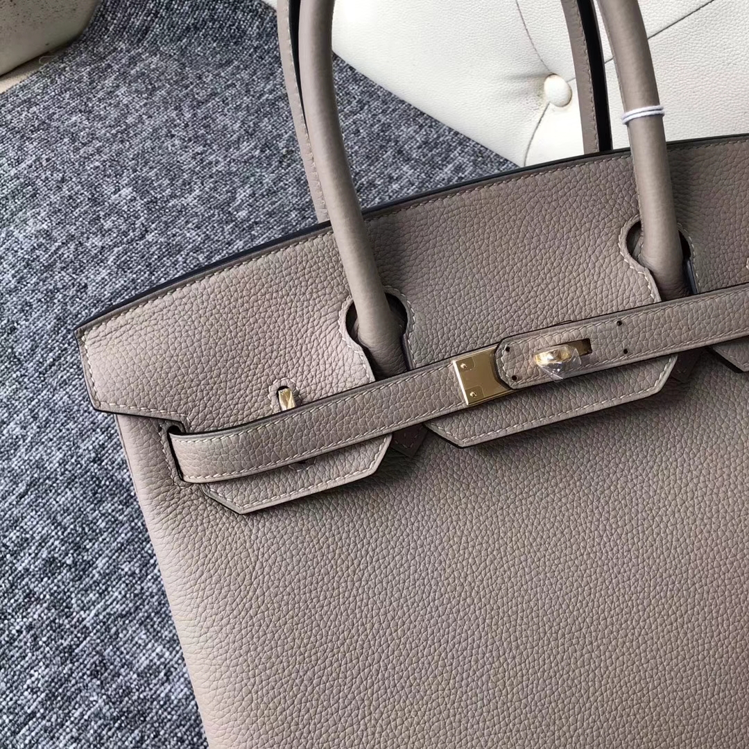 Discount Hermes M8 Gris Ashpite Togo Calf Birkin Bag30CM Gold Hardware
