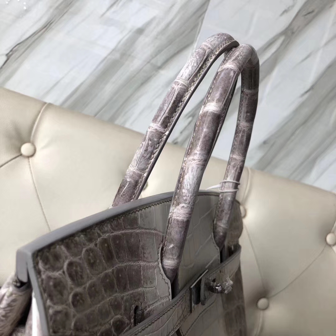 Wholesale Hermes Crocodile Leather Himalaya Birkin30CM Women&#8217;s Bag Silver Hardware