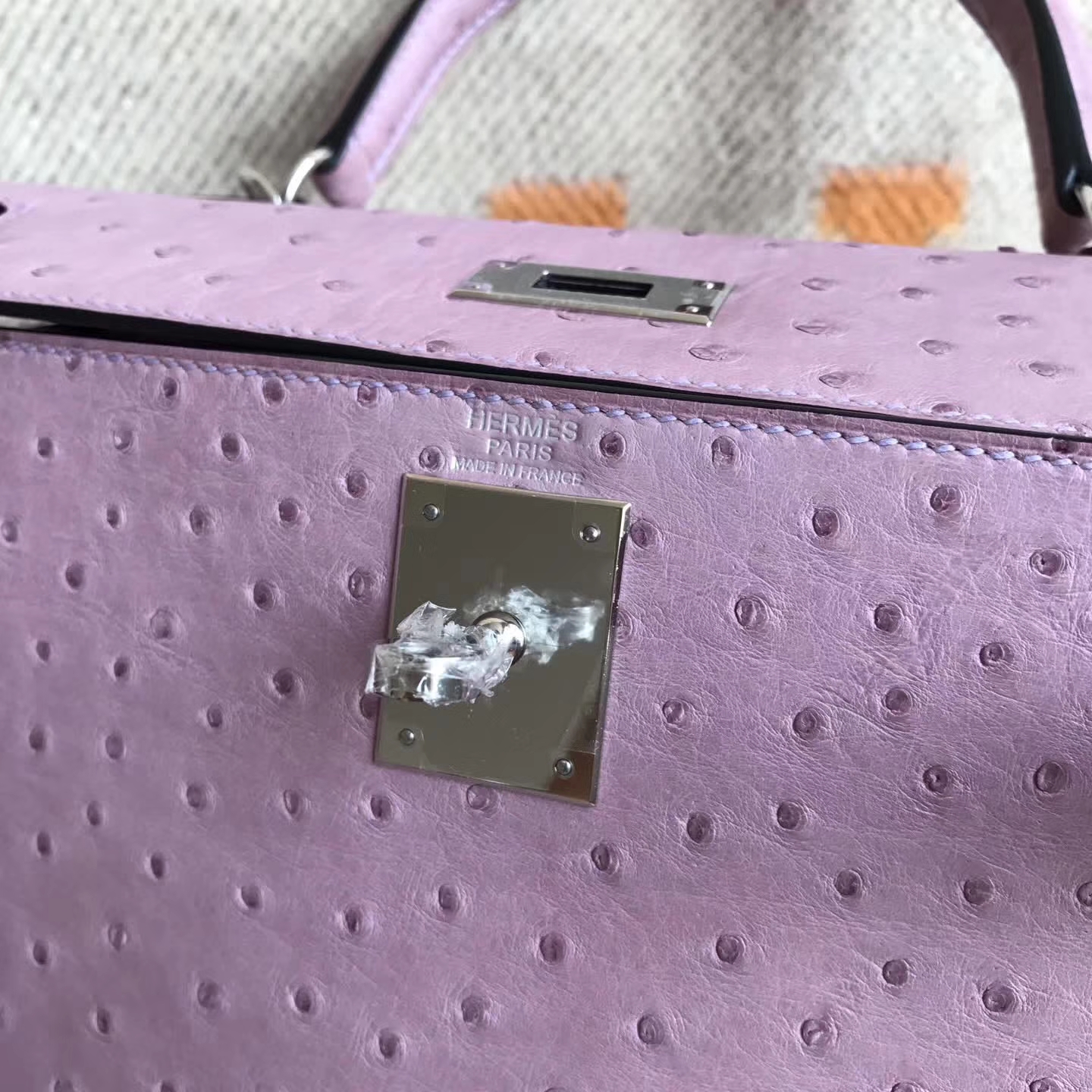 Wholesale Hermes Lavender Purple Ostrich Leather Kelly Bag28cm