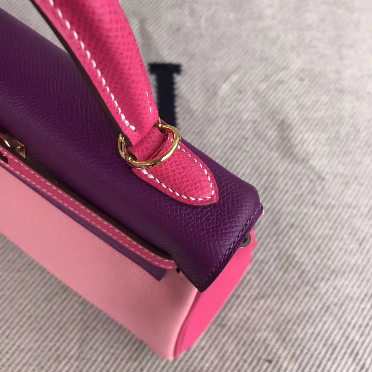 Pretty Hermes Tri-color Epsom Calfskin Retourne Kelly Bag Gold Hardware