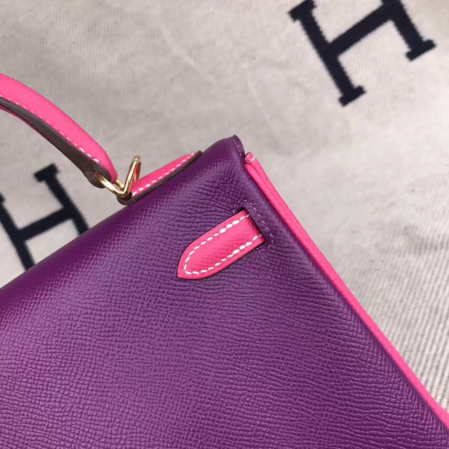 Pretty Hermes Tri-color Epsom Calfskin Retourne Kelly Bag Gold Hardware