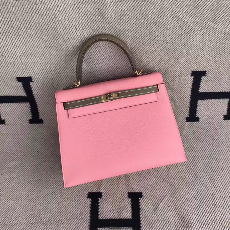 Hand Stitching Hermes Double-color Epsom Calfskin Sellier Kelly 28cm Tote Bag
