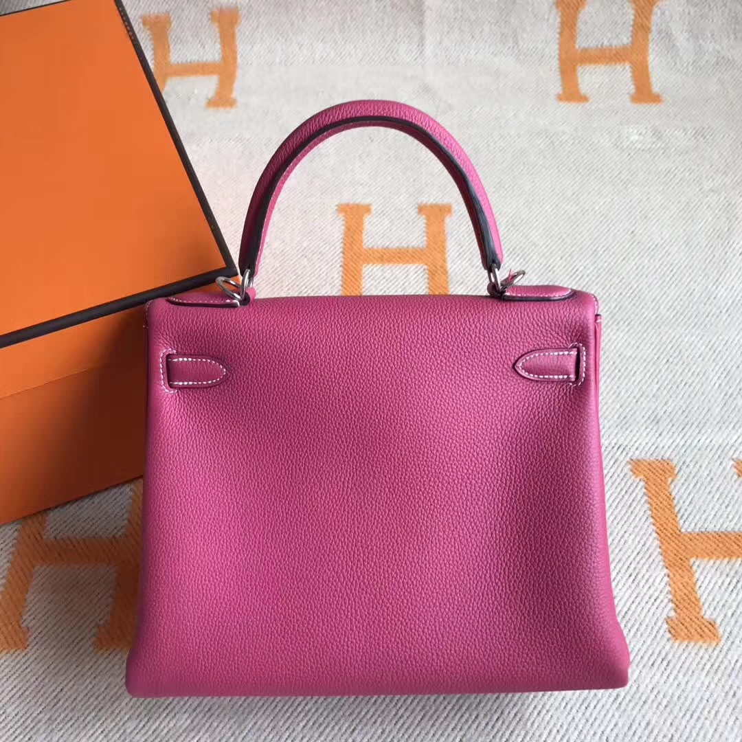 New Arrival Hermes L3 Fuchsia Togo Calfskin Kelly Bag 28cm Silver Hardware