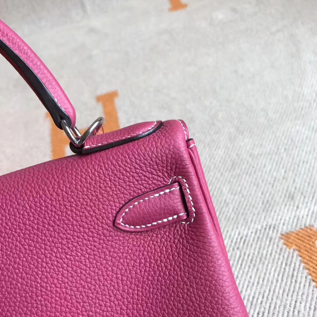 New Arrival Hermes L3 Fuchsia Togo Calfskin Kelly Bag 28cm Silver Hardware