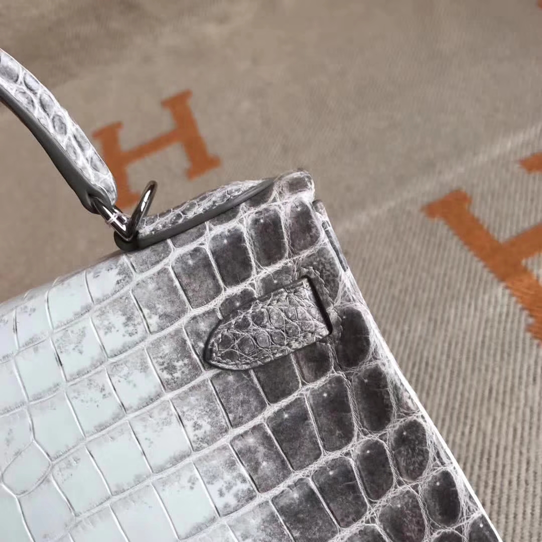 Elegant Hermes Kelly28CM Bag Himalaya Crocodile Leather Silver Hardware