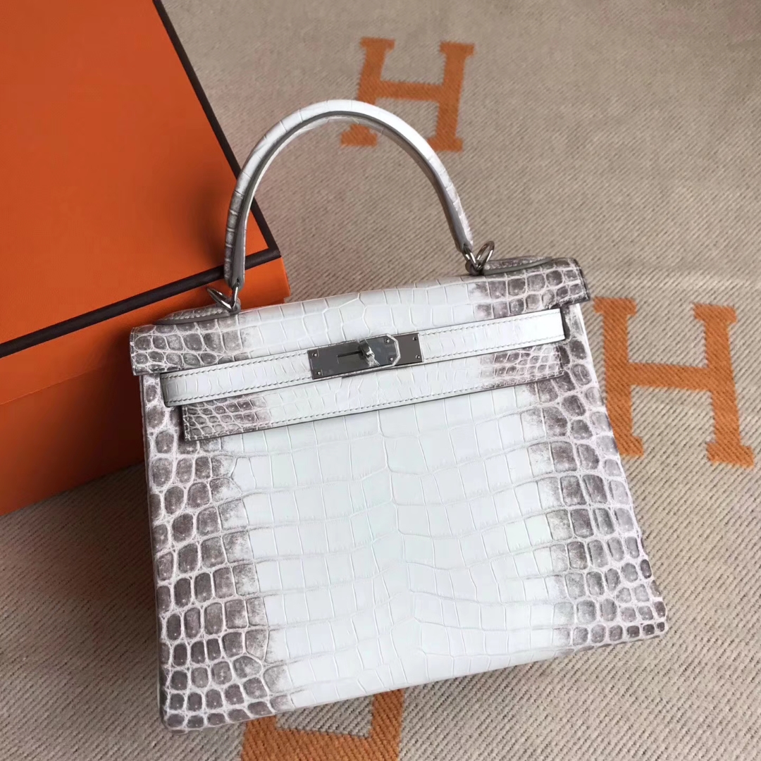 Wholesale Hermes Kelly28cm Bag Himalaya Crocodile Leather Silver Hardware