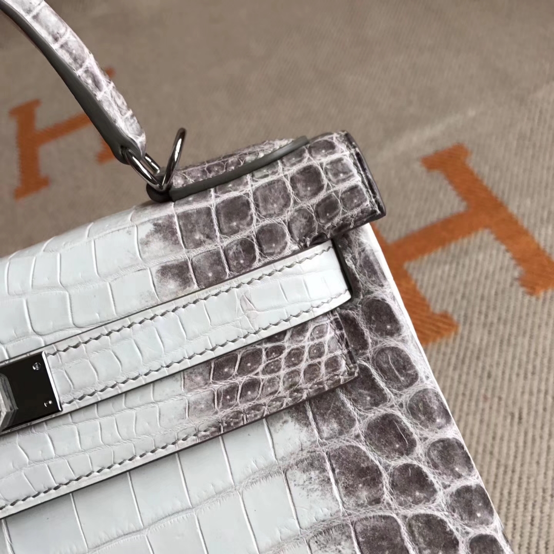 Wholesale Hermes Kelly28cm Bag Himalaya Crocodile Leather Silver Hardware