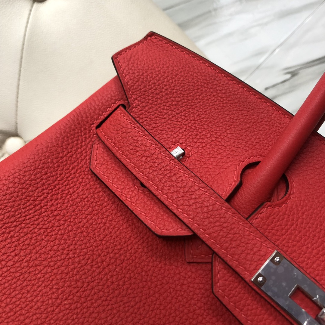Stock Hermes Togo Calf Birkin30cm Bag in S3 Rose de Coeur Silver Hardware