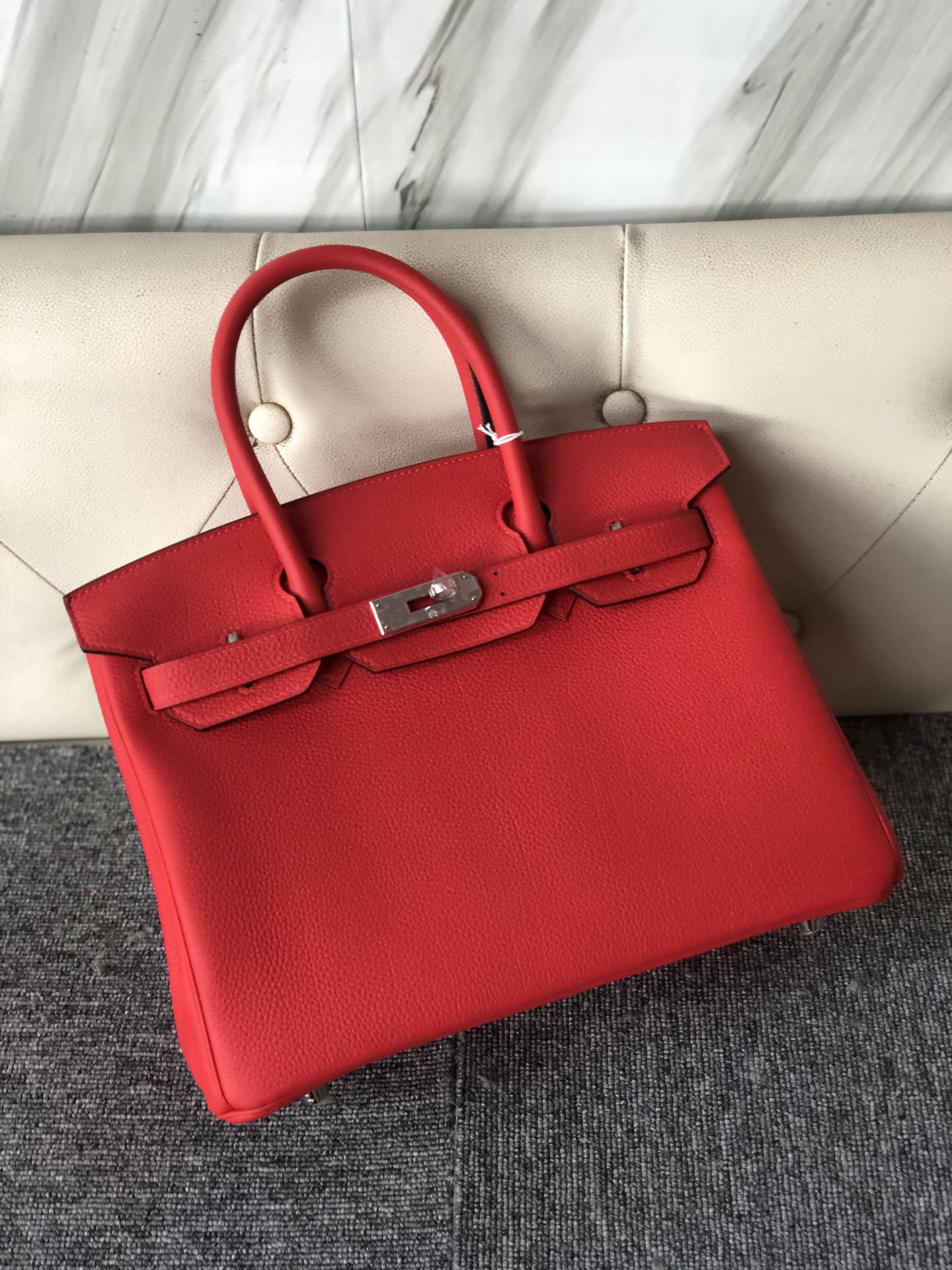 Stock Hermes Togo Calf Birkin30cm Bag in S3 Rose de Coeur Silver Hardware