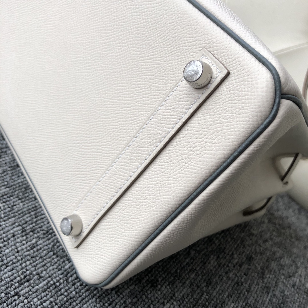 Customize Hermes CK10 Craie White/Vert Amande Epsom Birkin30cm Bag Silver Hardware