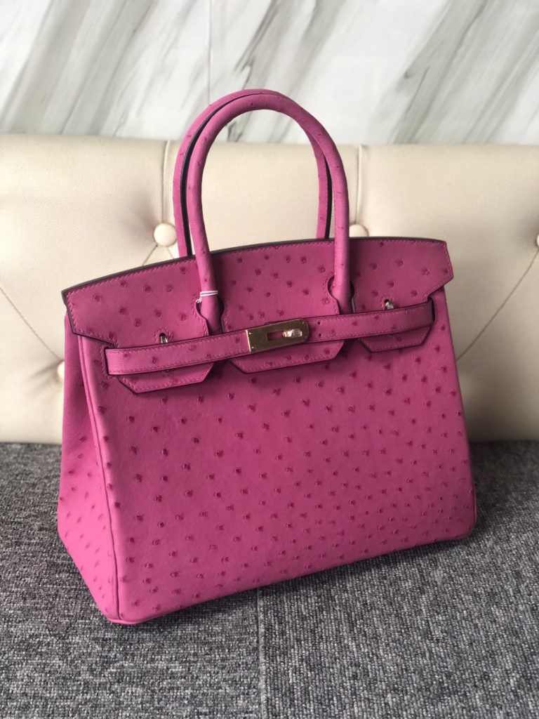 Hermes E5 Pink KK Ostrich Birkin Bag 30cm Gold Hardware