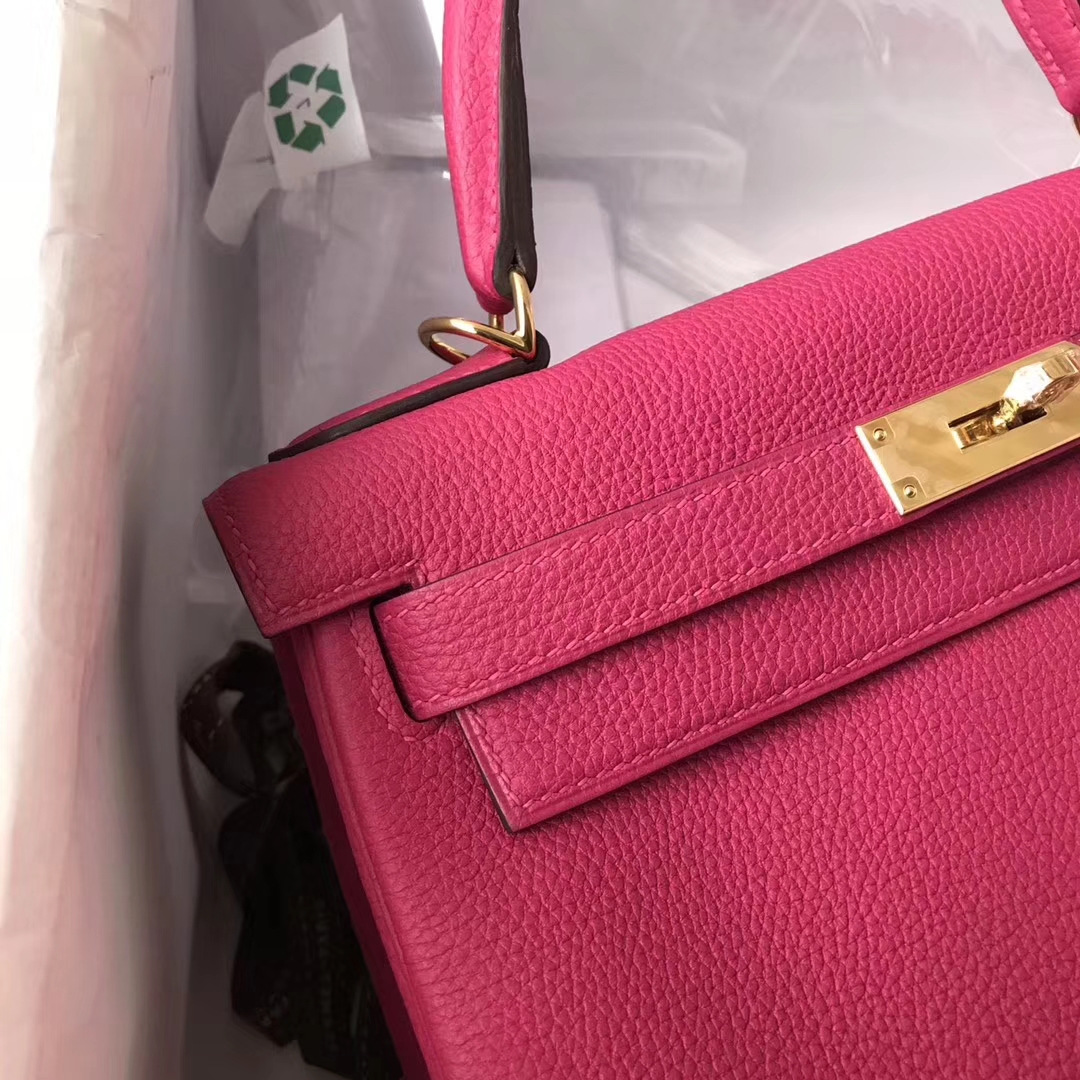 Sale Hermes Togo Calfskin Kelly Bag28CM in L3 Rose Pourpre Gold Hardware