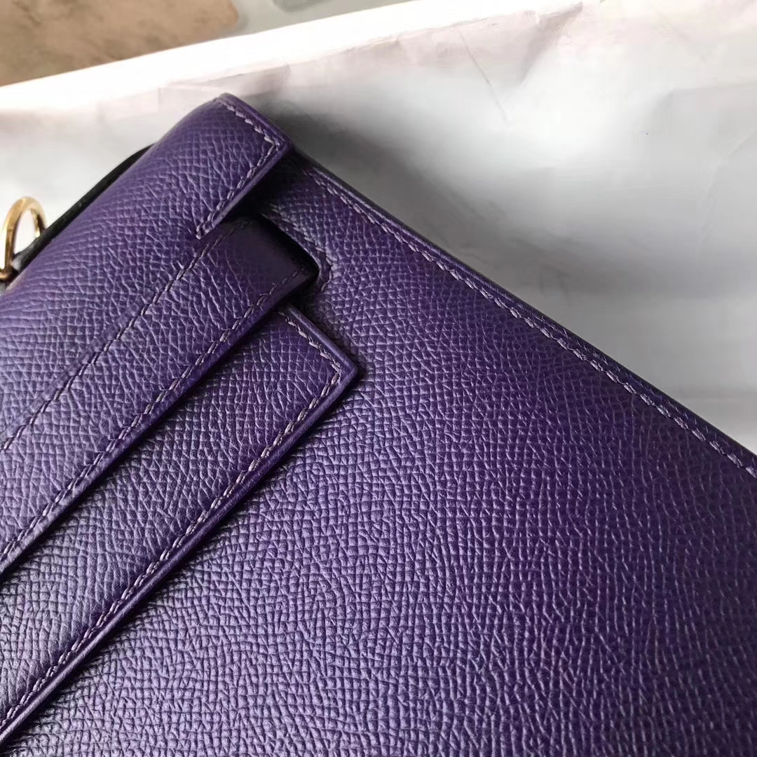Noble Hermes 9W Violet Epsom Calfskin Kelly28CM Tote Bag Gold Hardware