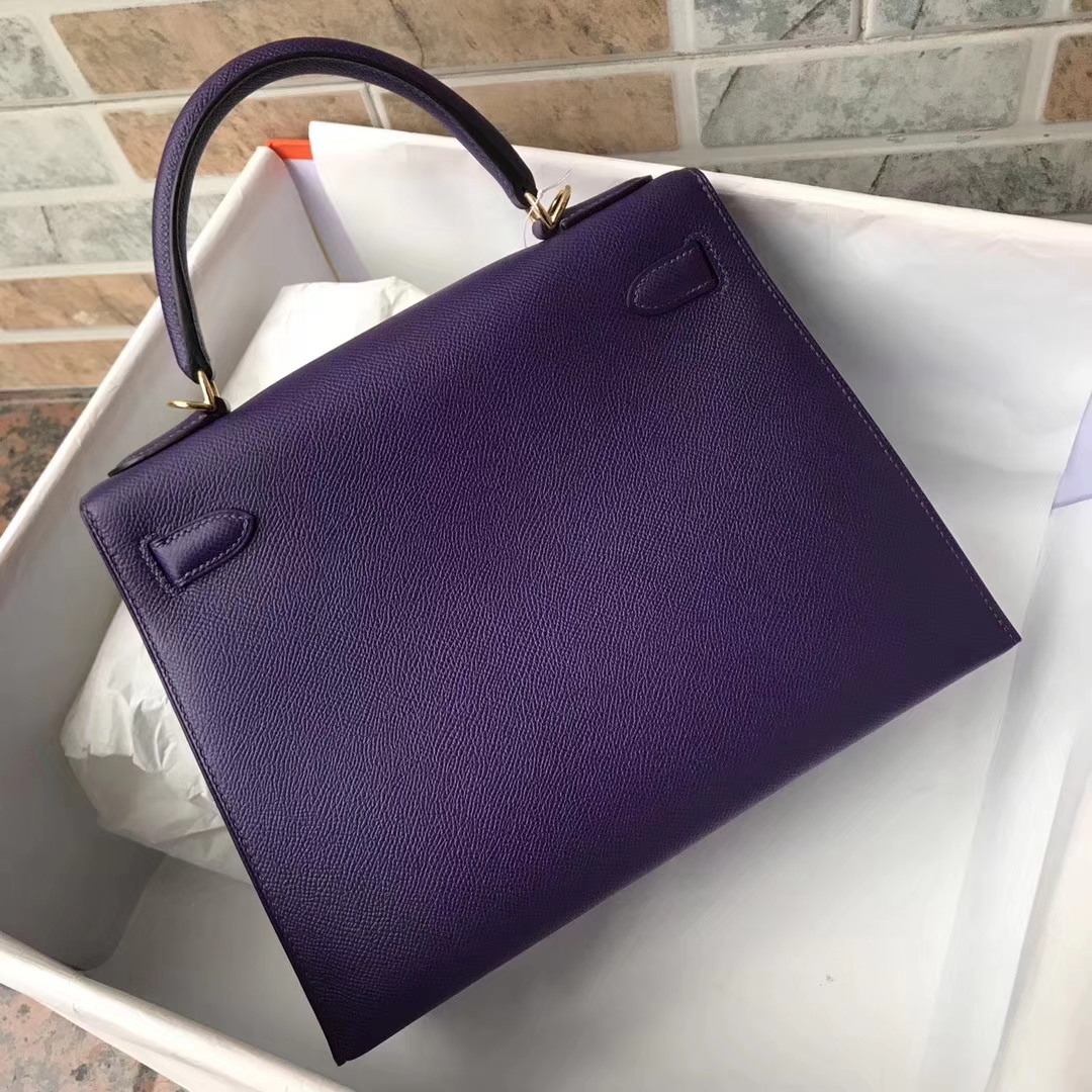 Noble Hermes 9W Violet Epsom Calfskin Kelly28CM Tote Bag Gold Hardware