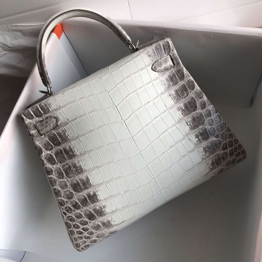 Luxury Hermes Crocodile Leather Kelly Bag28CM in Himalaya Color Silver Hardware