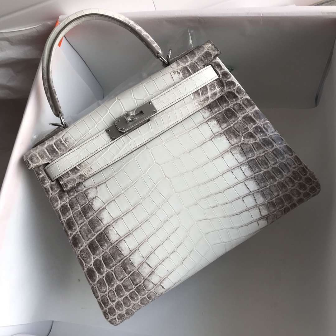 Sale Hermes Himalaya Crocodile Leather Retourne Kelly Bag28CM Silver Hardware