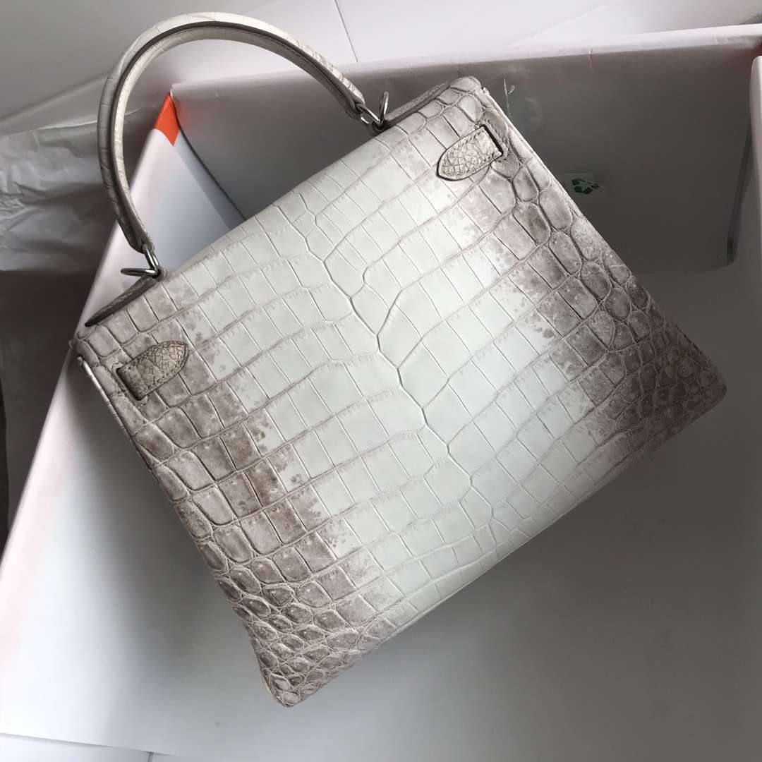 Hand Stitching Hermes Himalaya Crocodile Leather Kelly28CM Tote Bag
