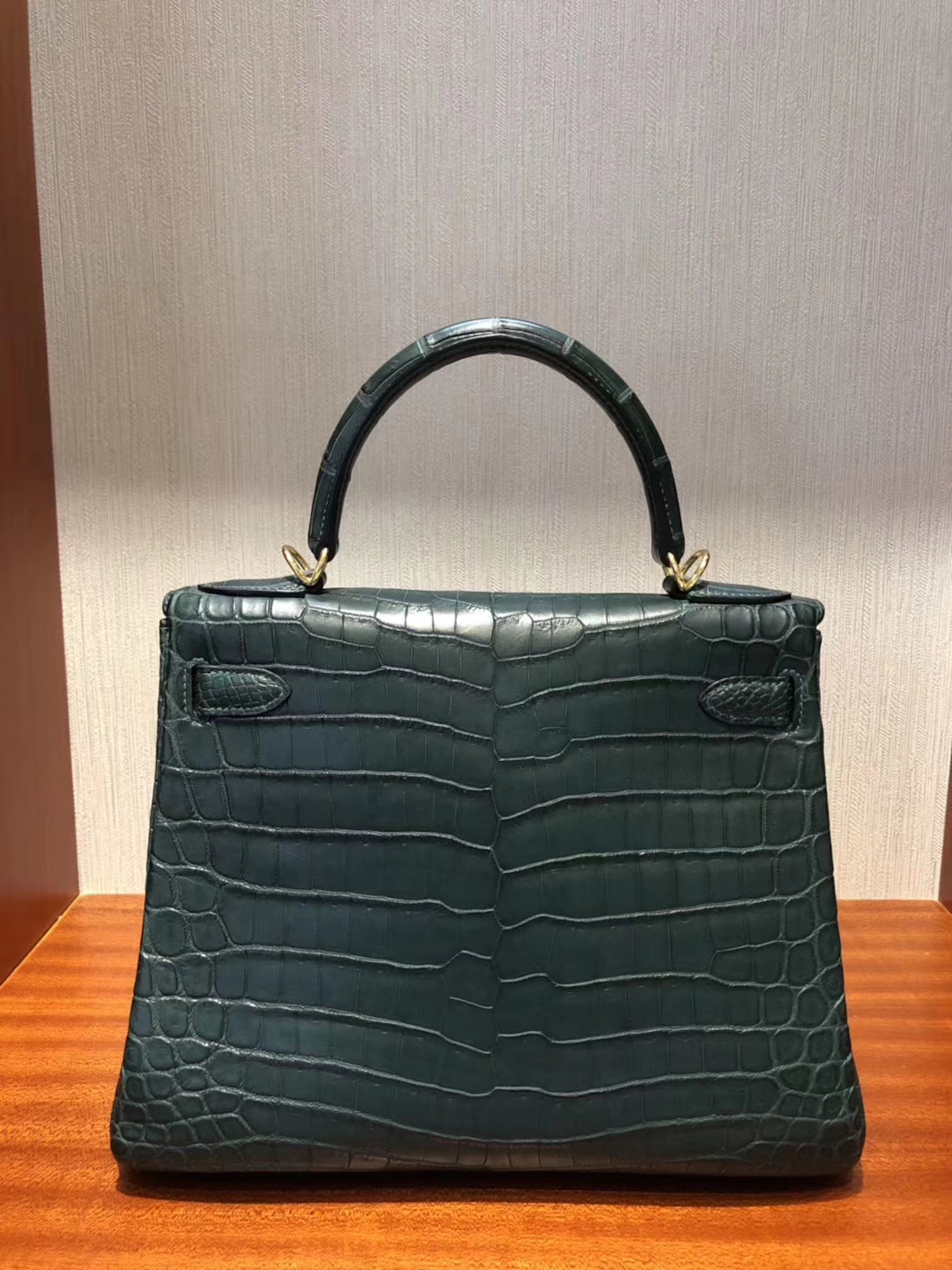 Discount Hermes 1T Vert Tipien Crocodile Matt Kelly28cm Bag Gold Hardware