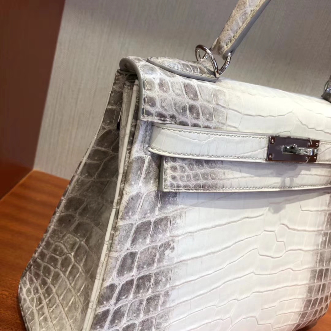 Elegant Hermes Himalaya Crocodile Leather Kelly28CM Bag Silver Hardware