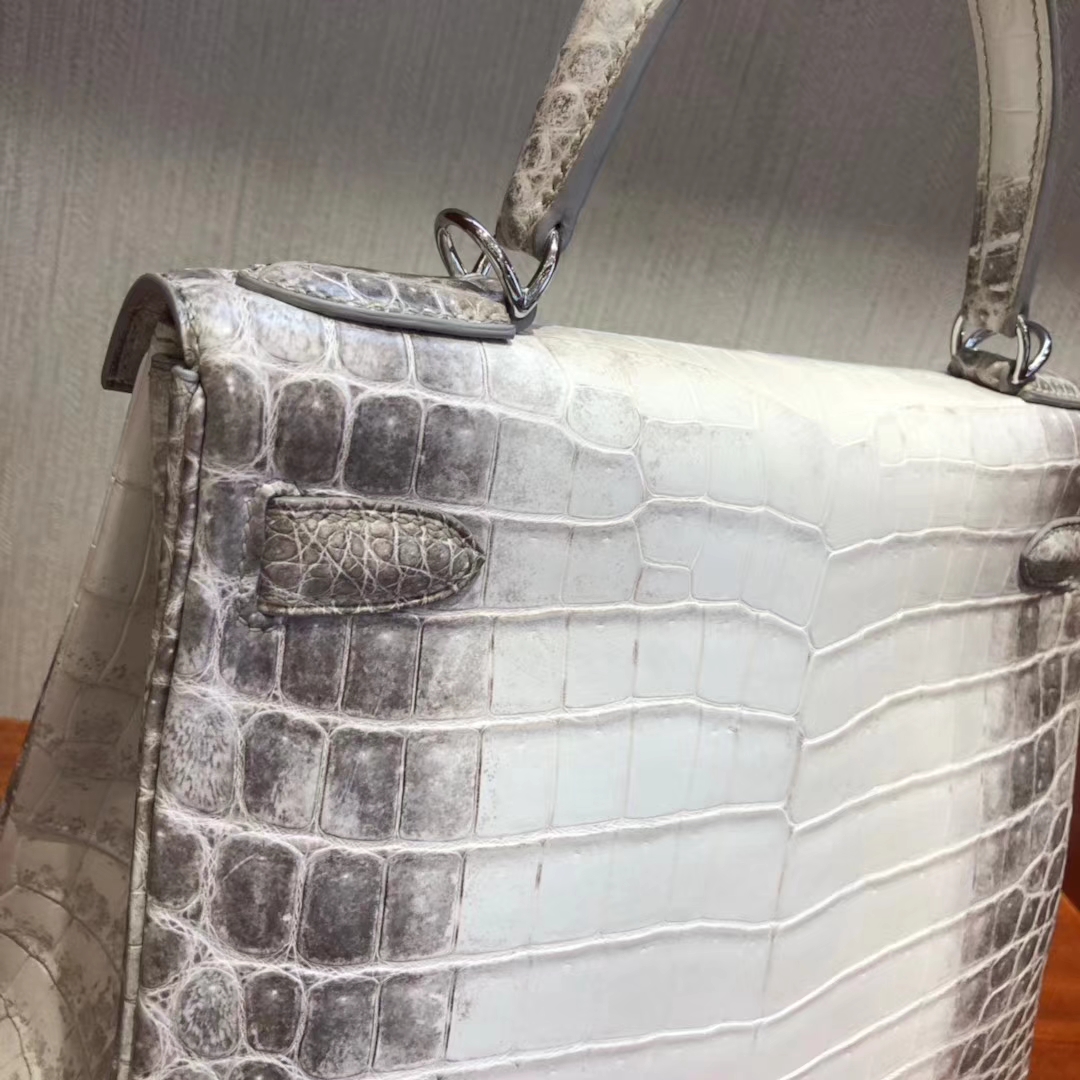Elegant Hermes Himalaya Crocodile Leather Kelly28CM Bag Silver Hardware