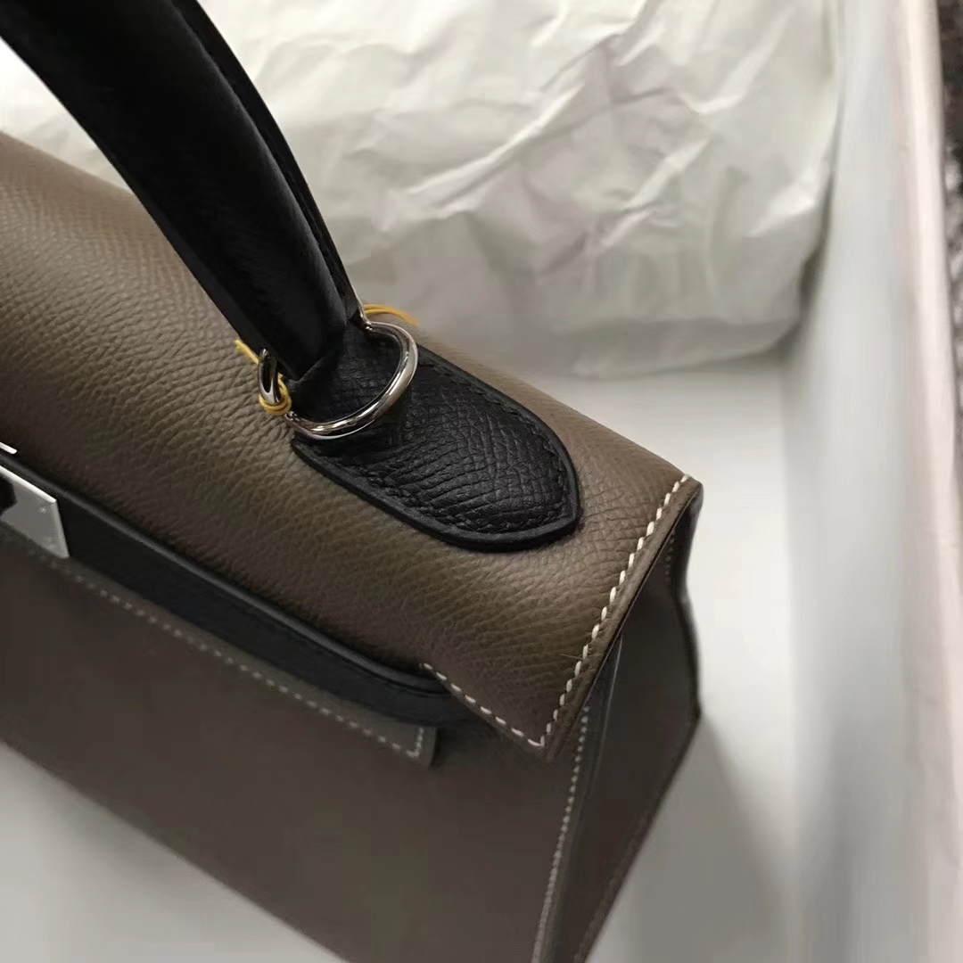 Discount Hermes CK18 Etoupe Grey/CK89 Black Epsom Calf Kelly28cm Bag