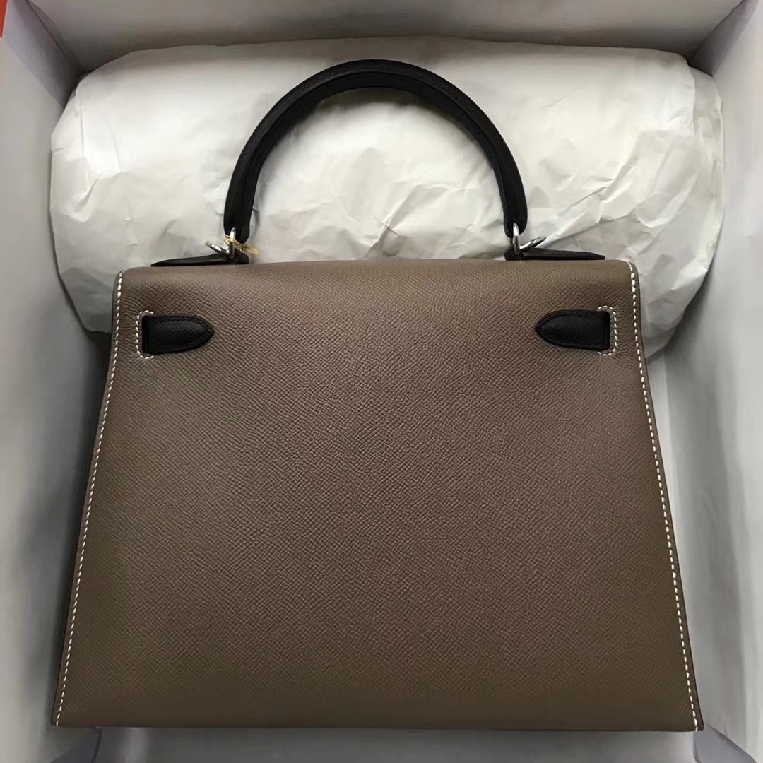 Discount Hermes CK18 Etoupe Grey/CK89 Black Epsom Calf Kelly28cm Bag