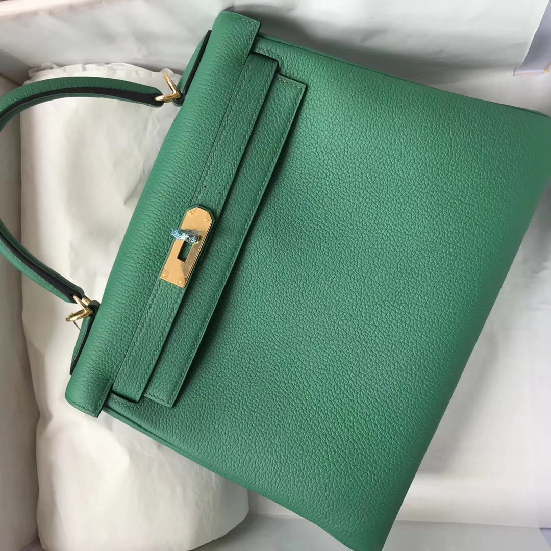 Fashion Hermes U4 Vert Verigo Togo Calfskin Kelly28cm Bag Gold Hardware