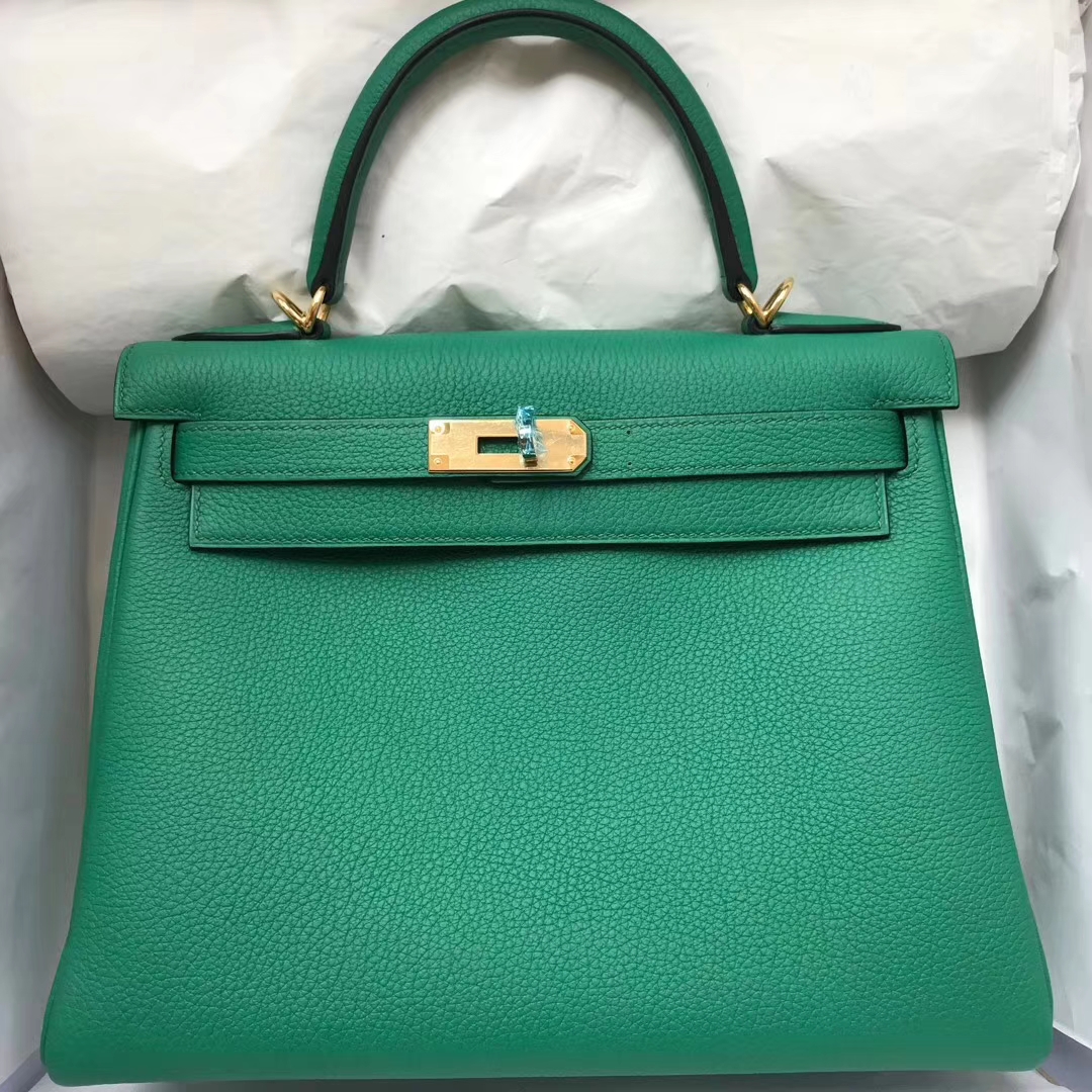 Fashion Hermes U4 Vert Verigo Togo Calfskin Kelly28cm Bag Gold Hardware