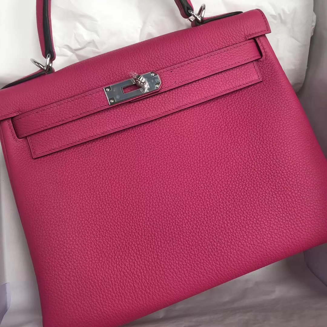 Sale Hermes Togo Calfskin Kelly Bag28CM in L3 Rose Purple Silver Hardware