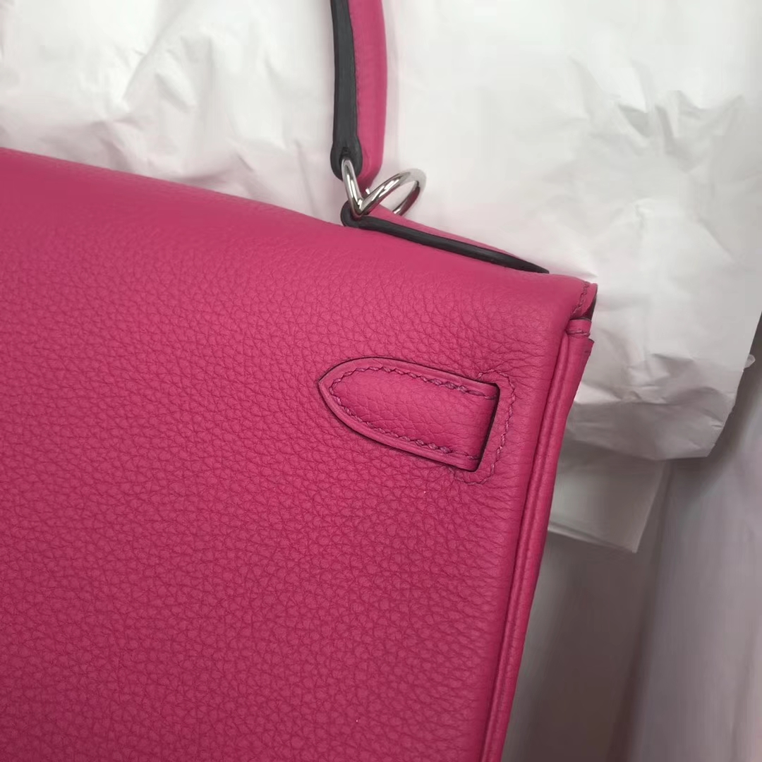 Sale Hermes Togo Calfskin Kelly Bag28CM in L3 Rose Purple Silver Hardware