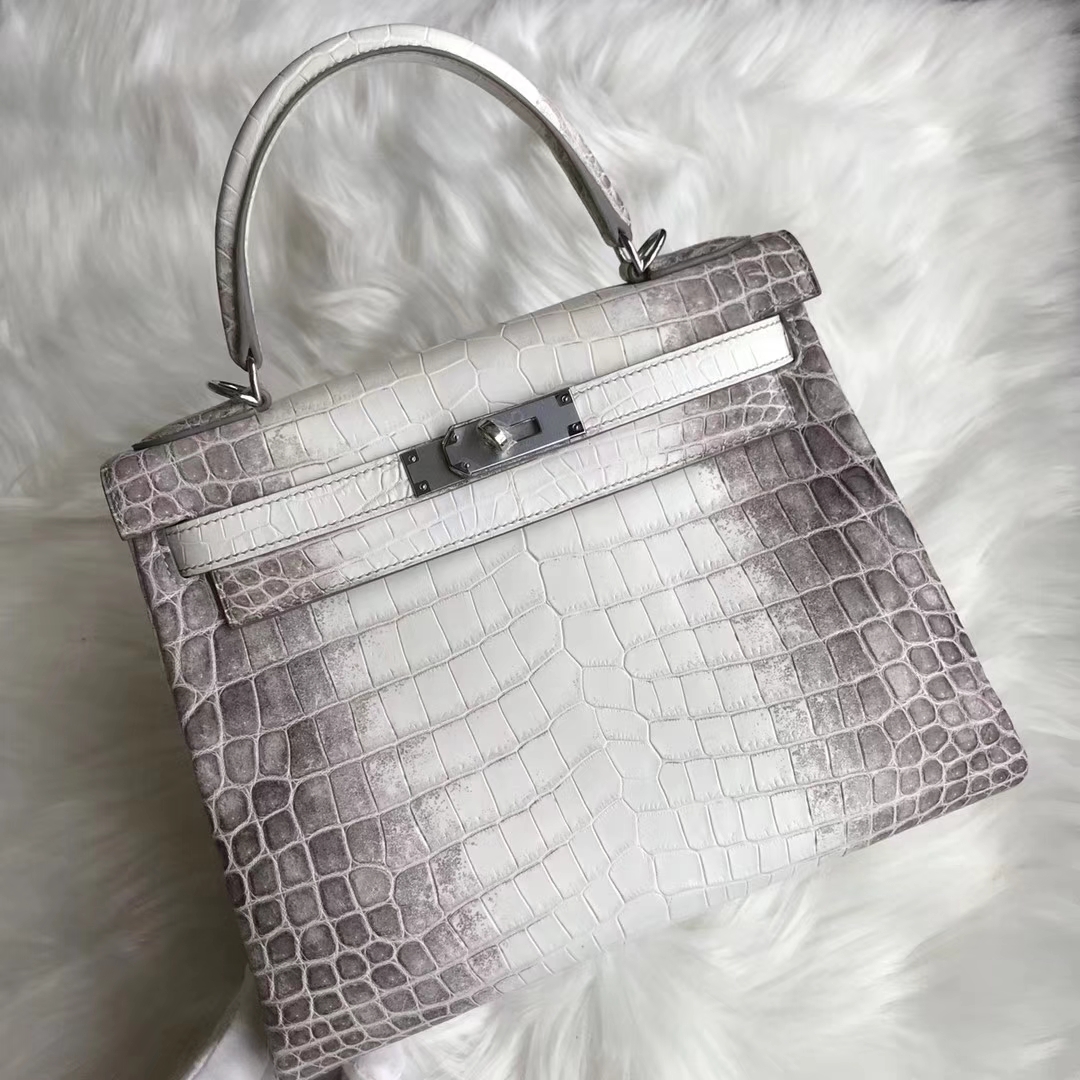 Noble Hermes Himalaya Crocodile Leather Kelly Bag28CM Silver Hardware