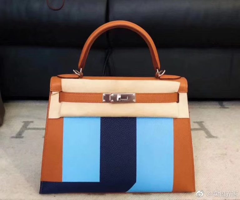 Hermes Tri-color Kelly 28CM Handbag Epsom/Cherve/TC Leather