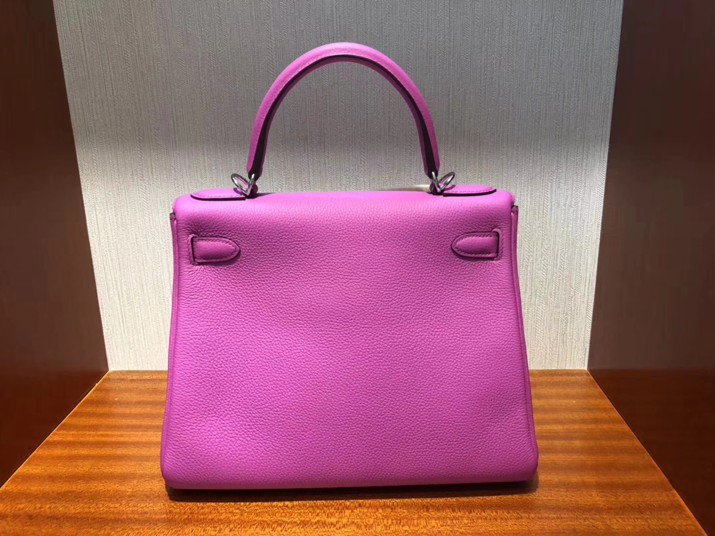 Pretty Hermes 9I Rose Magnolia Togo Calf Kelly28CM Bag Silver Hardware